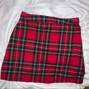 Red plaid skirt